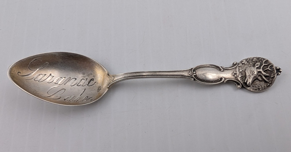 Rare Sterling Silver Watson Souvenir Spoon Saranac Lake, NY 4-1/4" Long